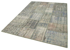 Kırk Yama Gri Patchwork Pamuk Yün El Dokuma Halısı 176x243 Agacan