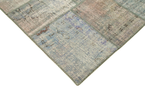 Kırk Yama Gri Patchwork Pamuk Yün El Dokuma Halısı 176x243 Agacan