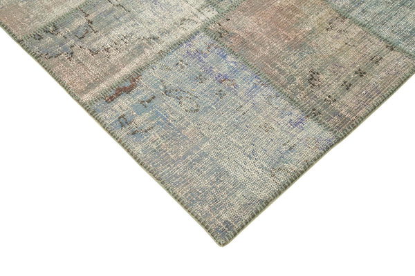 Kırk Yama Gri Patchwork Pamuk Yün El Dokuma Halısı 176x243 Agacan