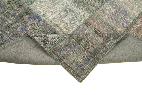 Kırk Yama Gri Patchwork Pamuk Yün El Dokuma Halısı 176x243 Agacan