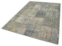 Kırk Yama Gri Patchwork Pamuk Yün El Dokuma Halısı 176x247 Agacan