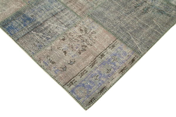 Kırk Yama Gri Patchwork Pamuk Yün El Dokuma Halısı 176x247 Agacan