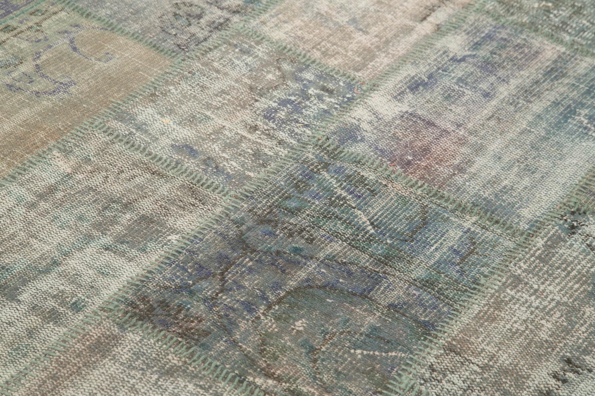 Kırk Yama Gri Patchwork Pamuk Yün El Dokuma Halısı 176x247 Agacan