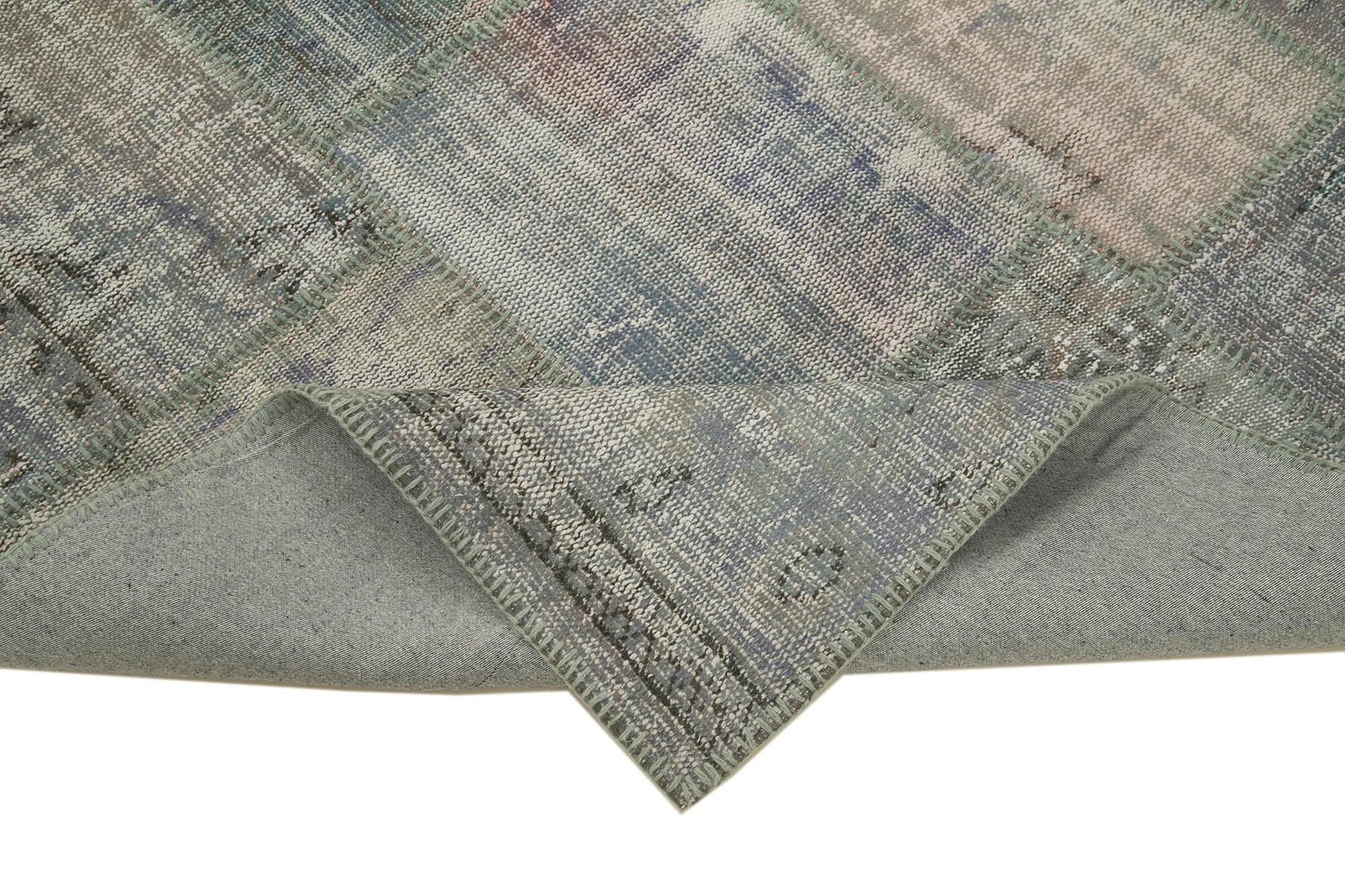 Kırk Yama Gri Patchwork Pamuk Yün El Dokuma Halısı 176x247 Agacan
