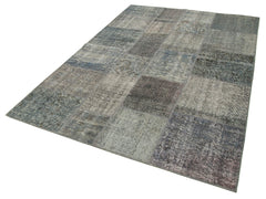 Kırk Yama Gri Patchwork Pamuk Yün El Dokuma Halısı 170x241 Agacan
