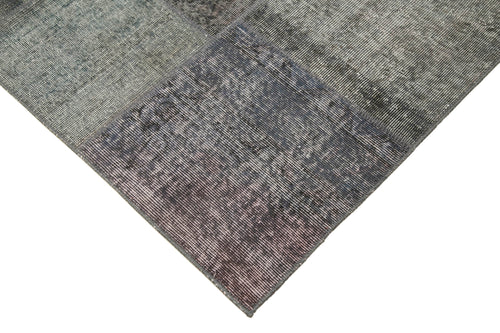 Kırk Yama Gri Patchwork Pamuk Yün El Dokuma Halısı 170x241 Agacan