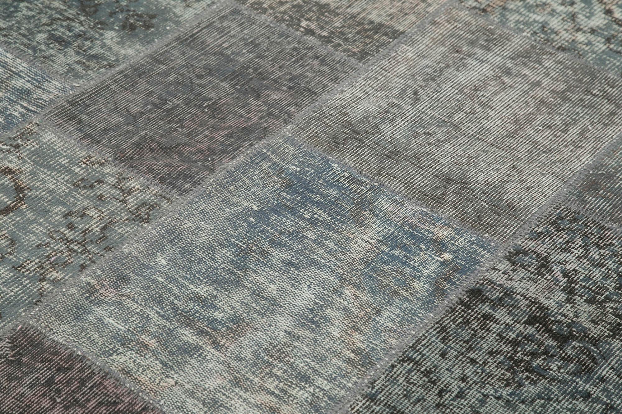 Kırk Yama Gri Patchwork Pamuk Yün El Dokuma Halısı 170x241 Agacan