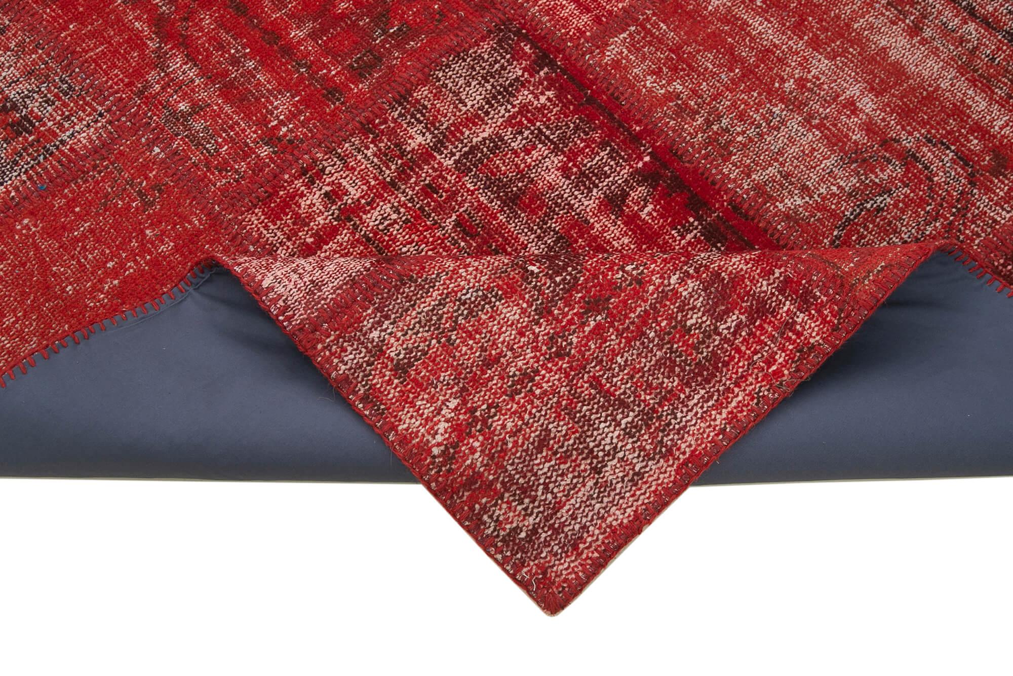 Kırk Yama Kırmızı Patchwork Pamuk Yün El Dokuma Halısı 171x245 Agacan