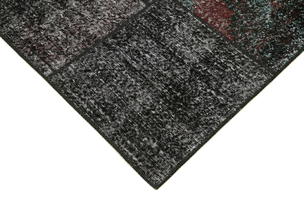 Kırk Yama Siyah Patchwork Pamuk Yün El Dokuma Halısı 173x243 Agacan
