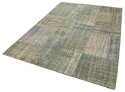 Kırk Yama Gri Patchwork Pamuk Yün El Dokuma Halısı 175x242 Agacan