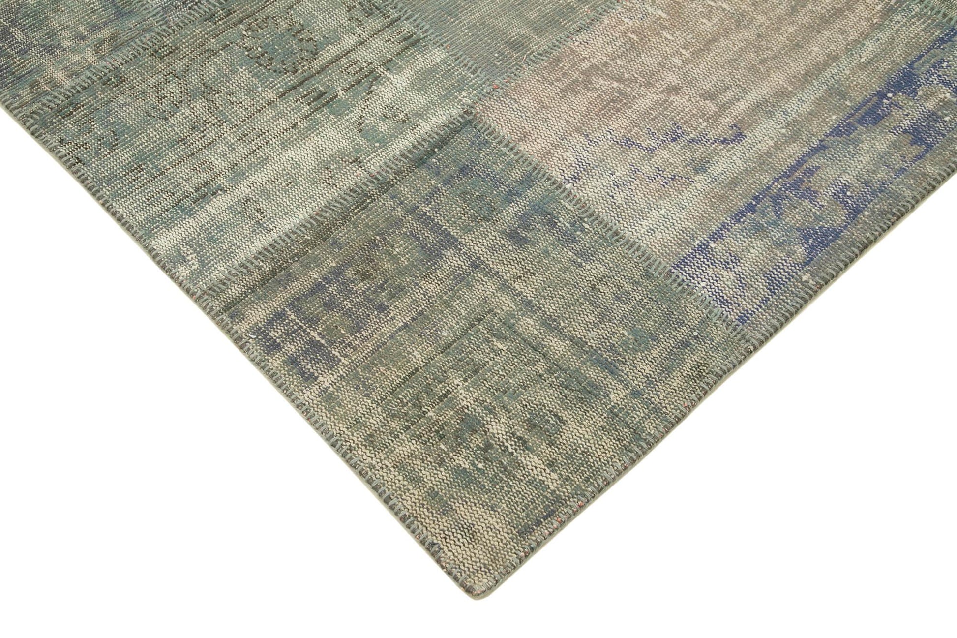 Kırk Yama Gri Patchwork Pamuk Yün El Dokuma Halısı 175x242 Agacan