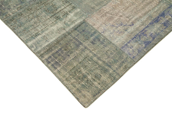 Kırk Yama Gri Patchwork Pamuk Yün El Dokuma Halısı 175x242 Agacan