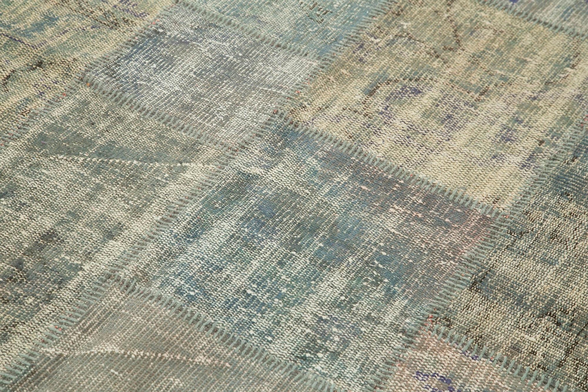 Kırk Yama Gri Patchwork Pamuk Yün El Dokuma Halısı 175x242 Agacan