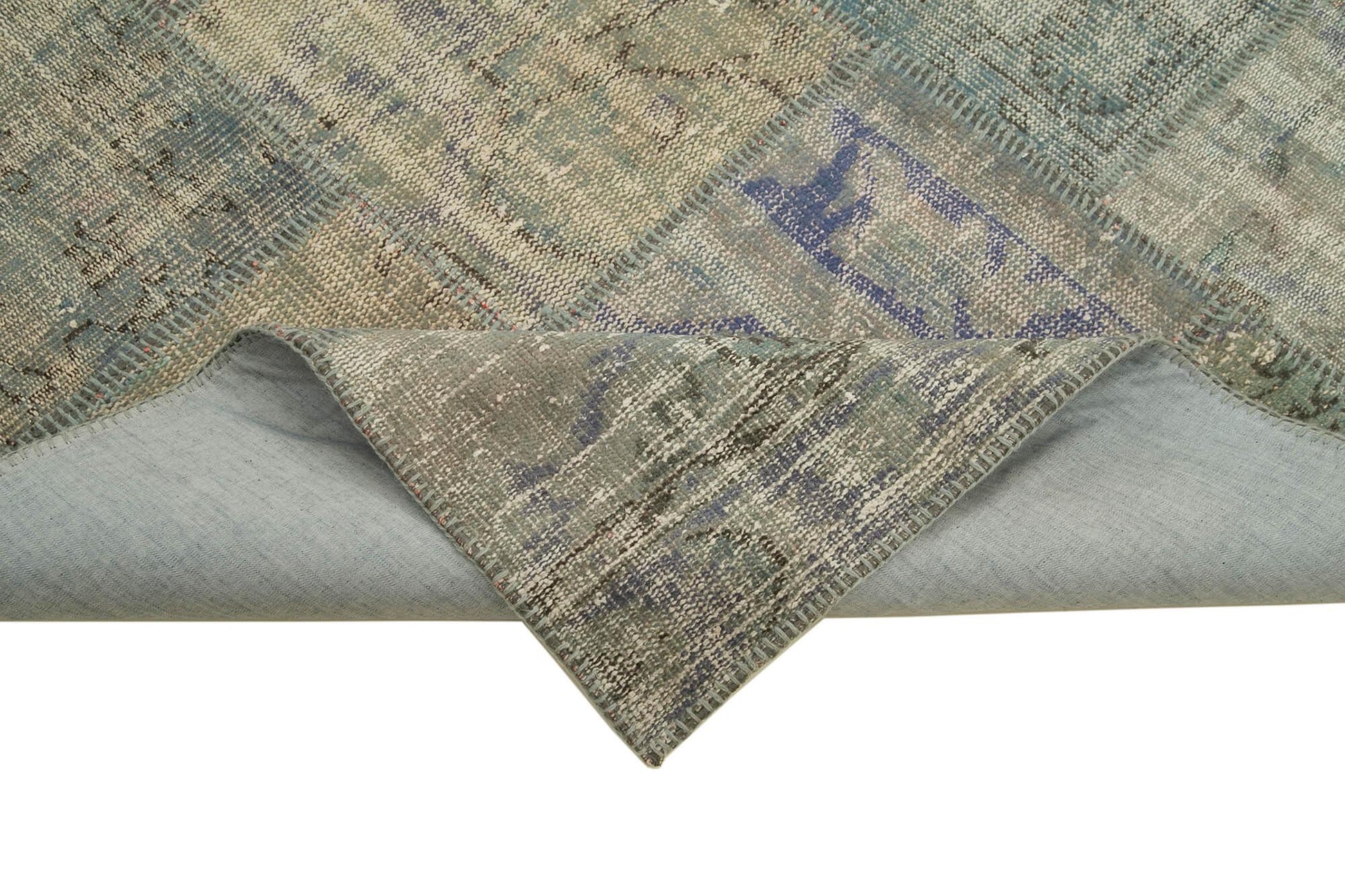 Kırk Yama Gri Patchwork Pamuk Yün El Dokuma Halısı 175x242 Agacan