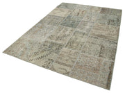 Kırk Yama Gri Patchwork Pamuk Yün El Dokuma Halısı 170x240 Agacan