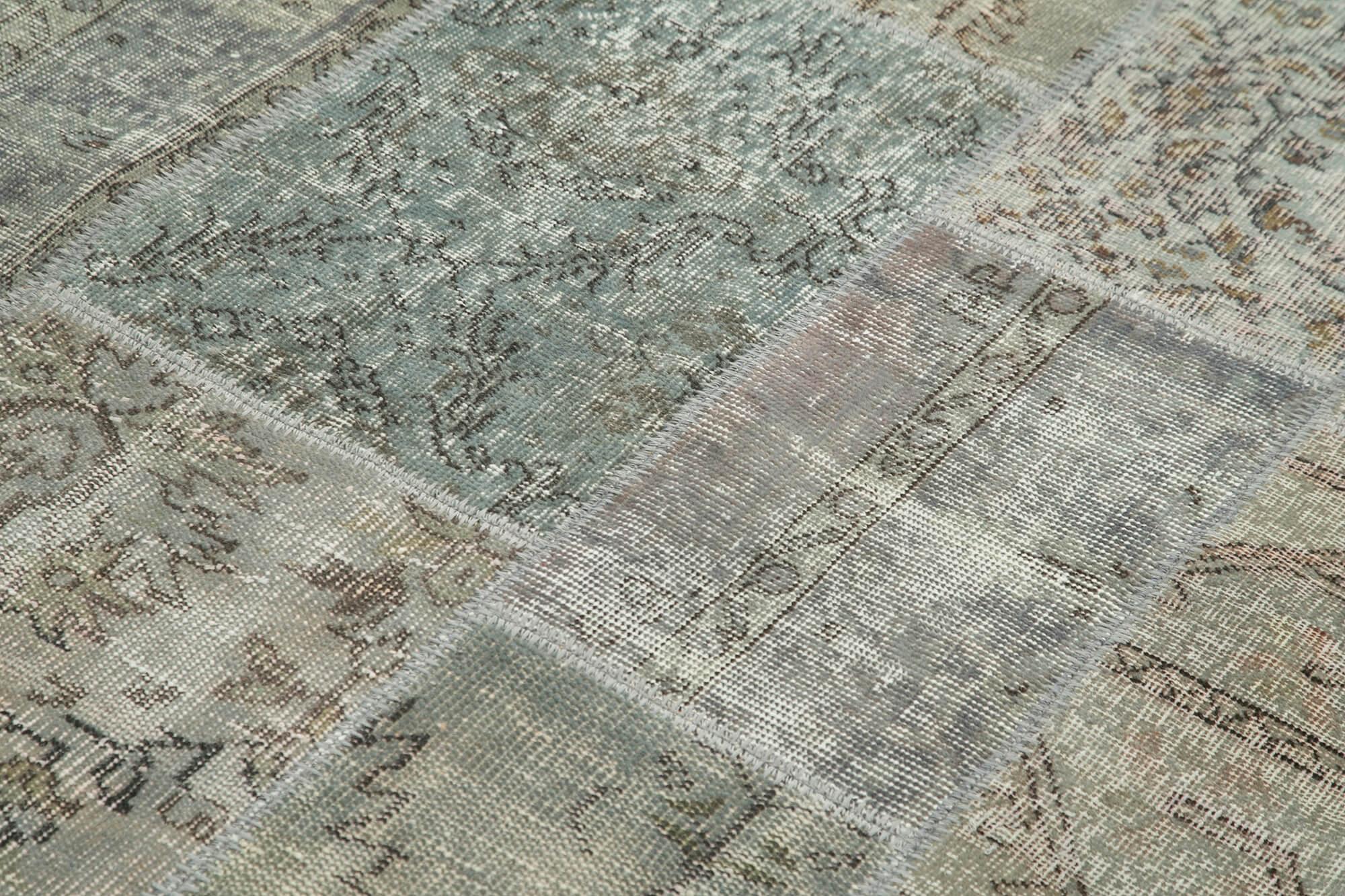 Kırk Yama Gri Patchwork Pamuk Yün El Dokuma Halısı 170x240 Agacan