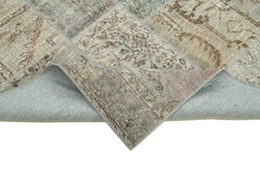 Kırk Yama Gri Patchwork Pamuk Yün El Dokuma Halısı 170x240 Agacan