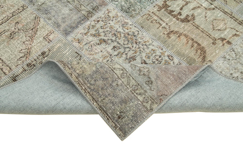 Kırk Yama Gri Patchwork Pamuk Yün El Dokuma Halısı 170x240 Agacan