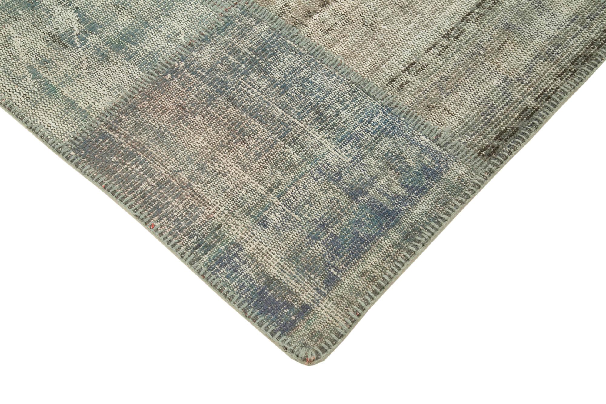 Kırk Yama Gri Patchwork Pamuk Yün El Dokuma Halısı 177x243 Agacan