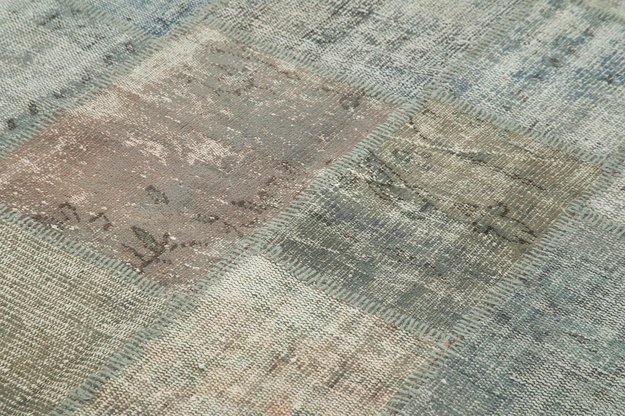 Kırk Yama Gri Patchwork Pamuk Yün El Dokuma Halısı 177x243 Agacan