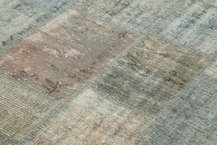 Kırk Yama Gri Patchwork Pamuk Yün El Dokuma Halısı 177x243 Agacan