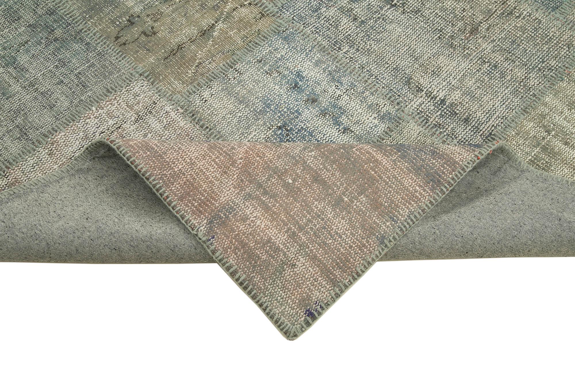 Kırk Yama Gri Patchwork Pamuk Yün El Dokuma Halısı 177x243 Agacan