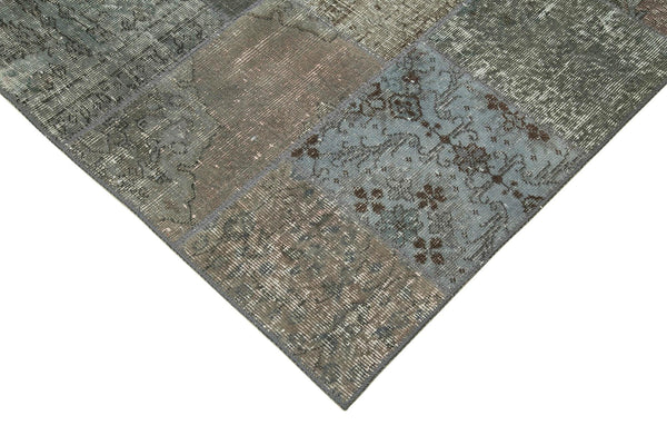 Kırk Yama Gri Patchwork Pamuk Yün El Dokuma Halısı 173x243 Agacan