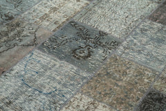 Kırk Yama Gri Patchwork Pamuk Yün El Dokuma Halısı 173x243 Agacan