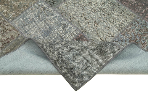 Kırk Yama Gri Patchwork Pamuk Yün El Dokuma Halısı 173x243 Agacan