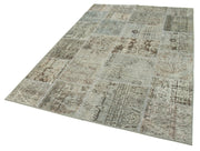 Kırk Yama Gri Patchwork Pamuk Yün El Dokuma Halısı 168x242 Agacan