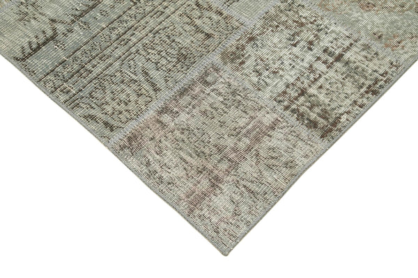 Kırk Yama Gri Patchwork Pamuk Yün El Dokuma Halısı 168x242 Agacan