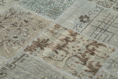 Kırk Yama Gri Patchwork Pamuk Yün El Dokuma Halısı 168x242 Agacan