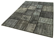 Kırk Yama Siyah Patchwork Pamuk Yün El Dokuma Halısı 176x242 Agacan