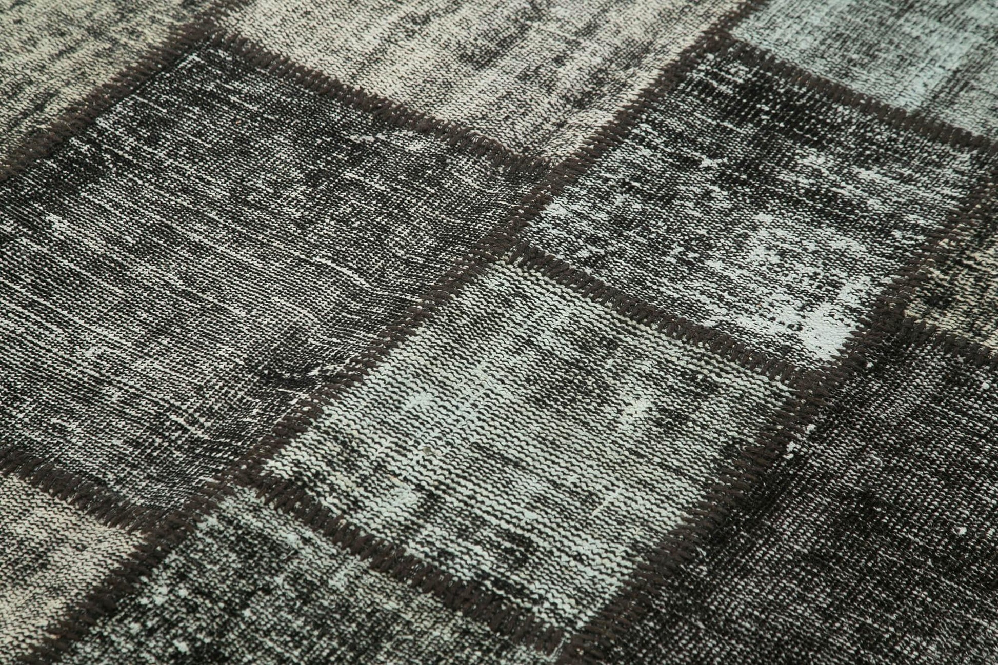 Kırk Yama Siyah Patchwork Pamuk Yün El Dokuma Halısı 176x242 Agacan