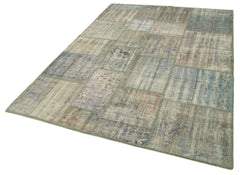 Kırk Yama Gri Patchwork Pamuk Yün El Dokuma Halısı 176x242 Agacan