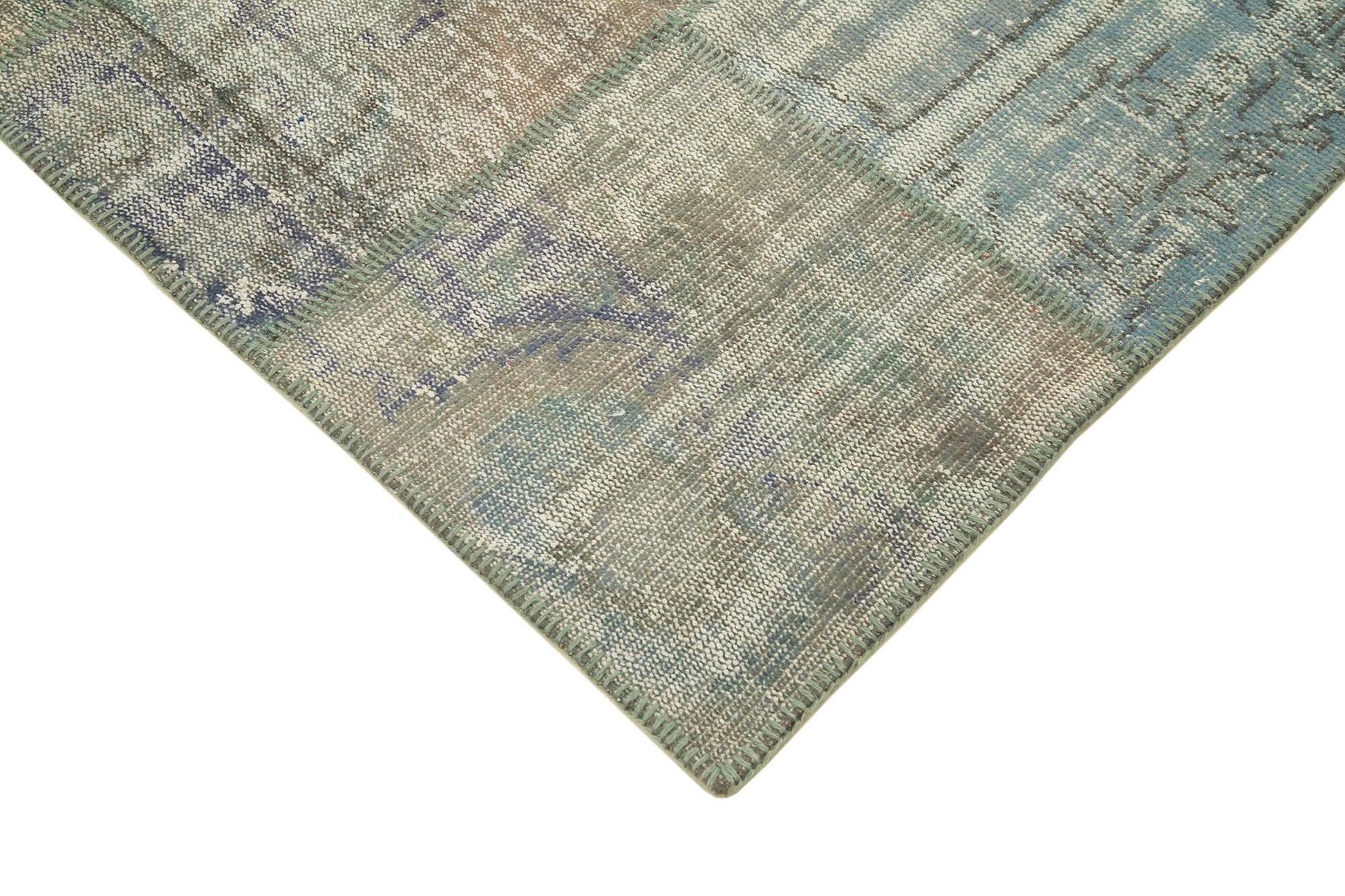 Kırk Yama Gri Patchwork Pamuk Yün El Dokuma Halısı 176x242 Agacan