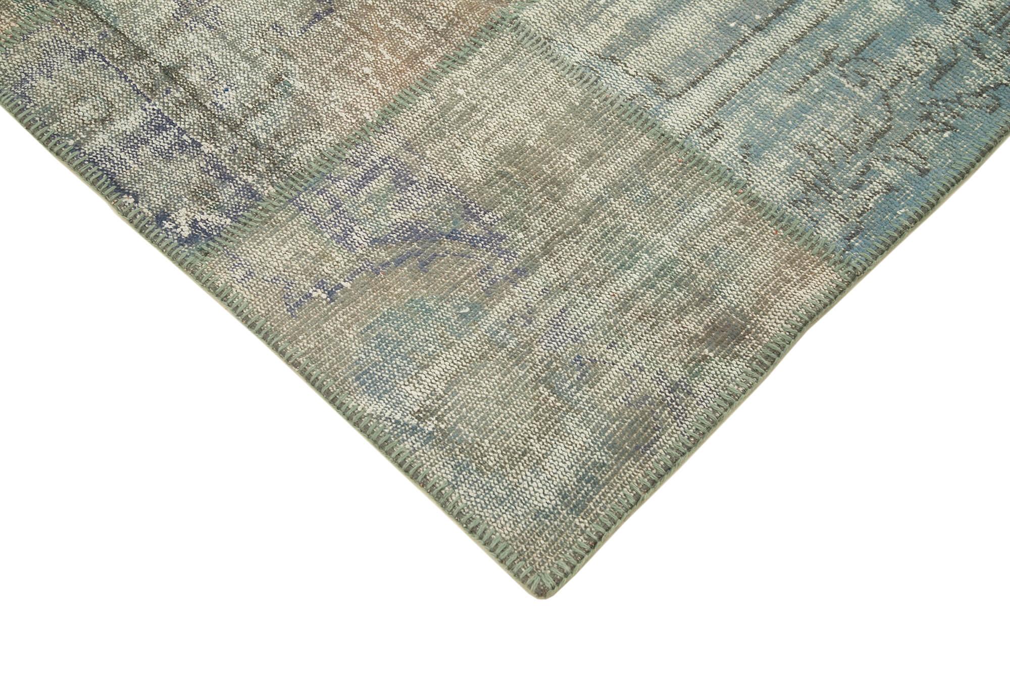 Kırk Yama Gri Patchwork Pamuk Yün El Dokuma Halısı 176x242 Agacan