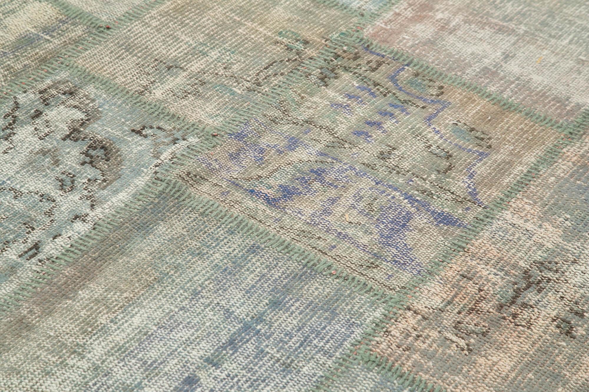 Kırk Yama Gri Patchwork Pamuk Yün El Dokuma Halısı 176x242 Agacan