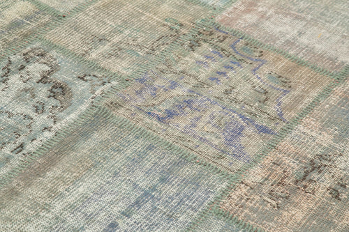 Kırk Yama Gri Patchwork Pamuk Yün El Dokuma Halısı 176x242 Agacan