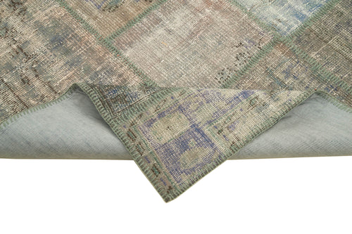 Kırk Yama Gri Patchwork Pamuk Yün El Dokuma Halısı 176x242 Agacan