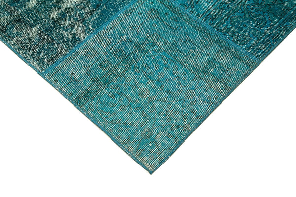 Kırk Yama Turkuaz Patchwork Pamuk Yün El Dokuma Halısı 171x240 Agacan