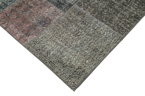 Kırk Yama Gri Patchwork Pamuk Yün El Dokuma Halısı 171x240 Agacan