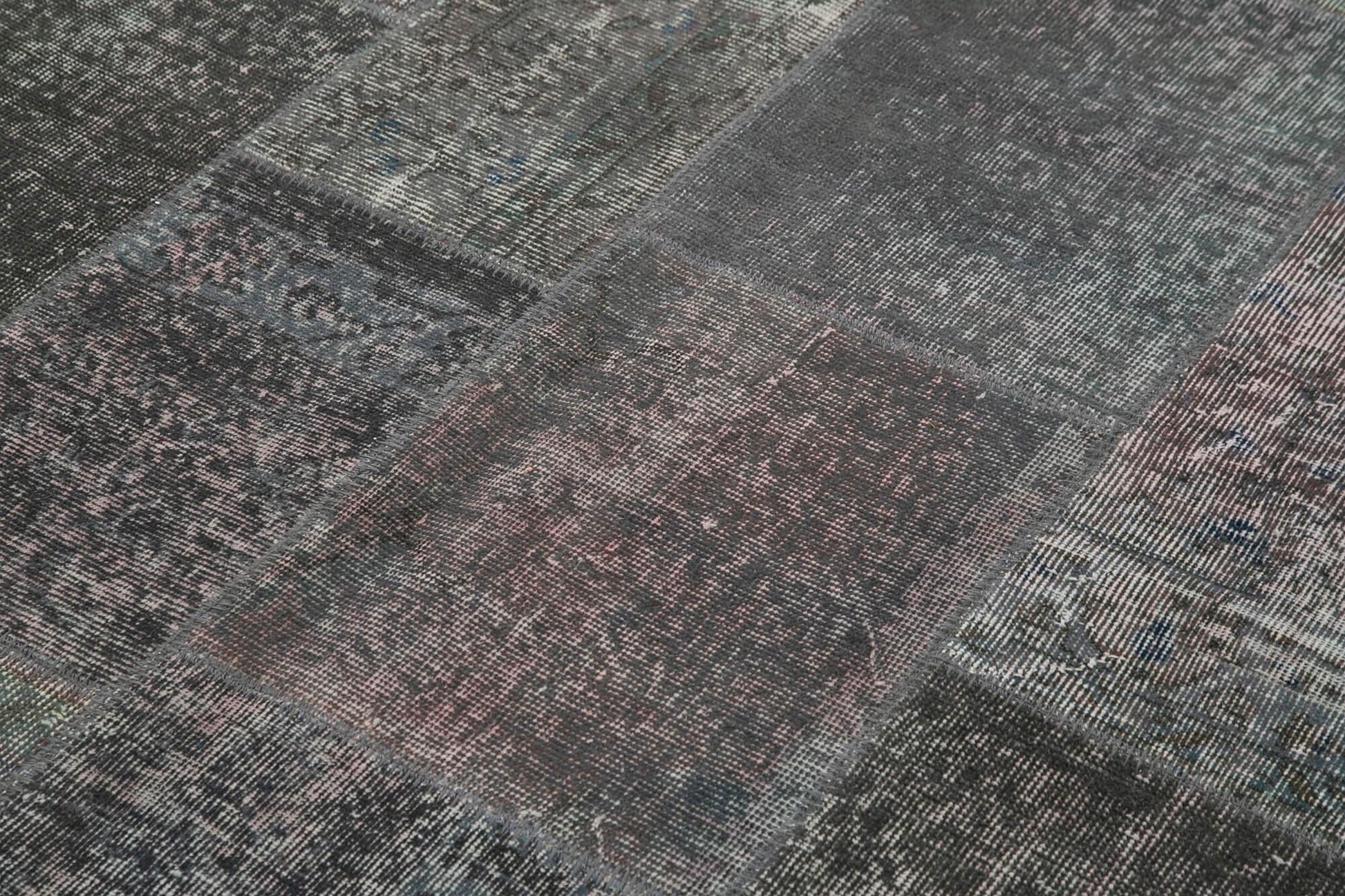 Kırk Yama Gri Patchwork Pamuk Yün El Dokuma Halısı 171x240 Agacan