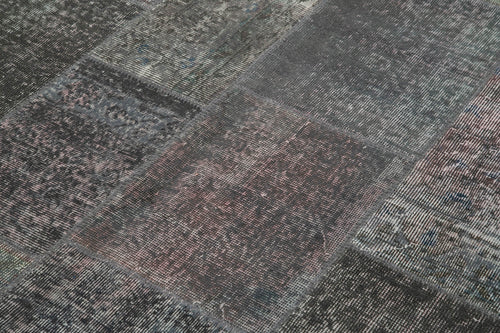 Kırk Yama Gri Patchwork Pamuk Yün El Dokuma Halısı 171x240 Agacan