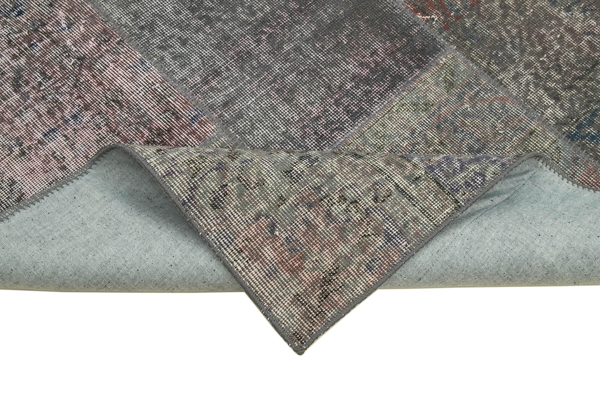 Kırk Yama Gri Patchwork Pamuk Yün El Dokuma Halısı 171x240 Agacan