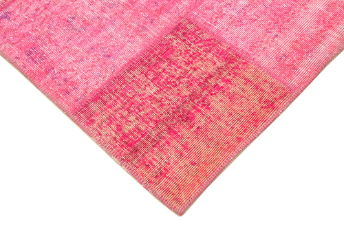 Kırk Yama Pembe Patchwork Pamuk Yün El Dokuma Halısı 156x205 Agacan