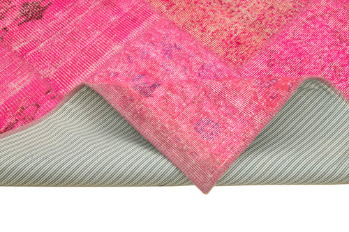 Kırk Yama Pembe Patchwork Pamuk Yün El Dokuma Halısı 156x205 Agacan