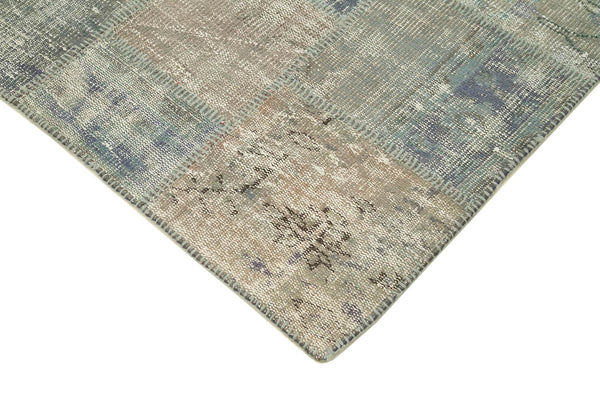 Kırk Yama Gri Patchwork Pamuk Yün El Dokuma Halısı 141x204 Agacan