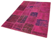 Kırk Yama Pembe Patchwork Pamuk Yün El Dokuma Halısı 140x205 Agacan