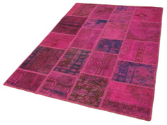 Kırk Yama Pembe Patchwork Pamuk Yün El Dokuma Halısı 140x205 Agacan